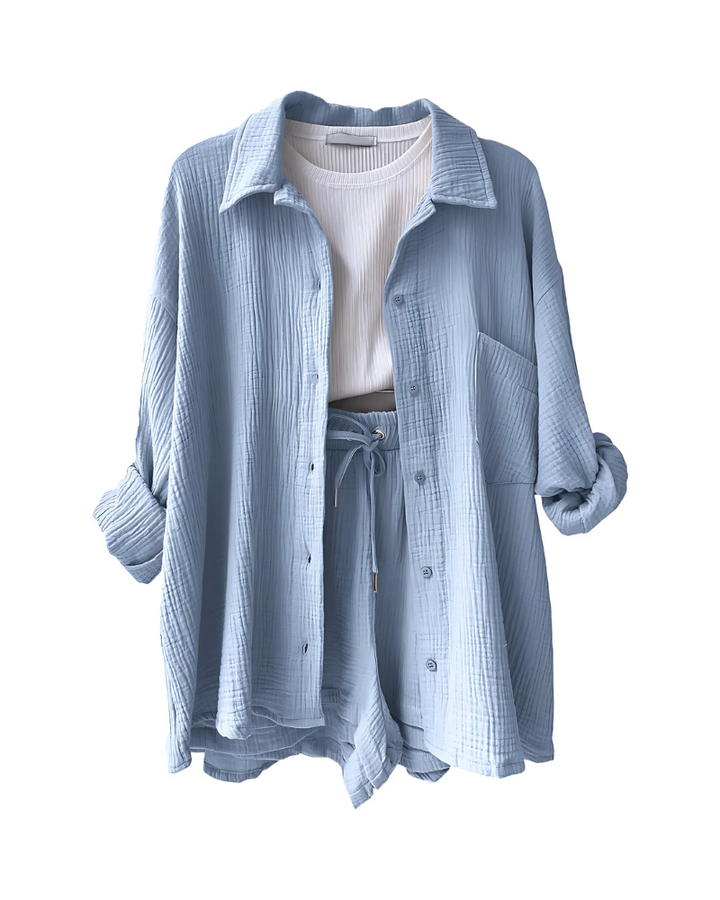 VERA™ – Contemporary Button-Up Shorts Ensemble