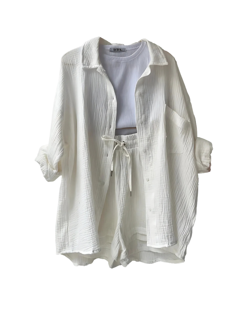 VERA™ – Contemporary Button-Up Shorts Ensemble