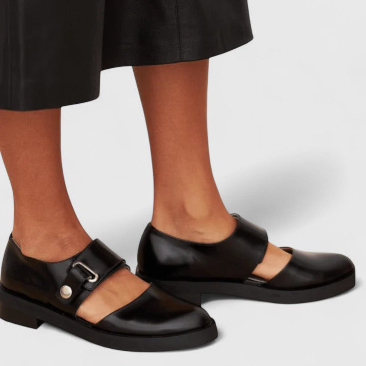 Sleek Faux-Leather Buckle Shoes with a Tailored Fit