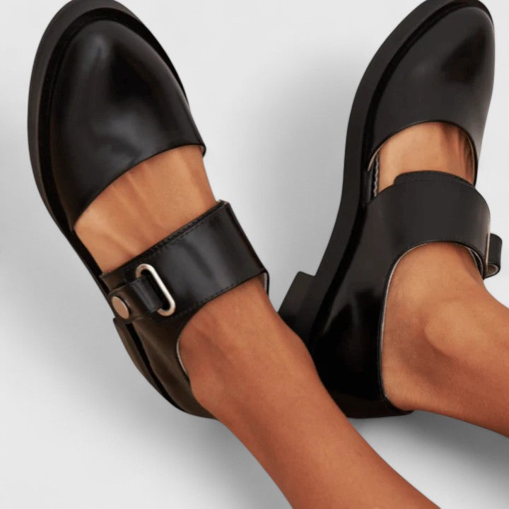 Sleek Faux-Leather Buckle Shoes with a Tailored Fit