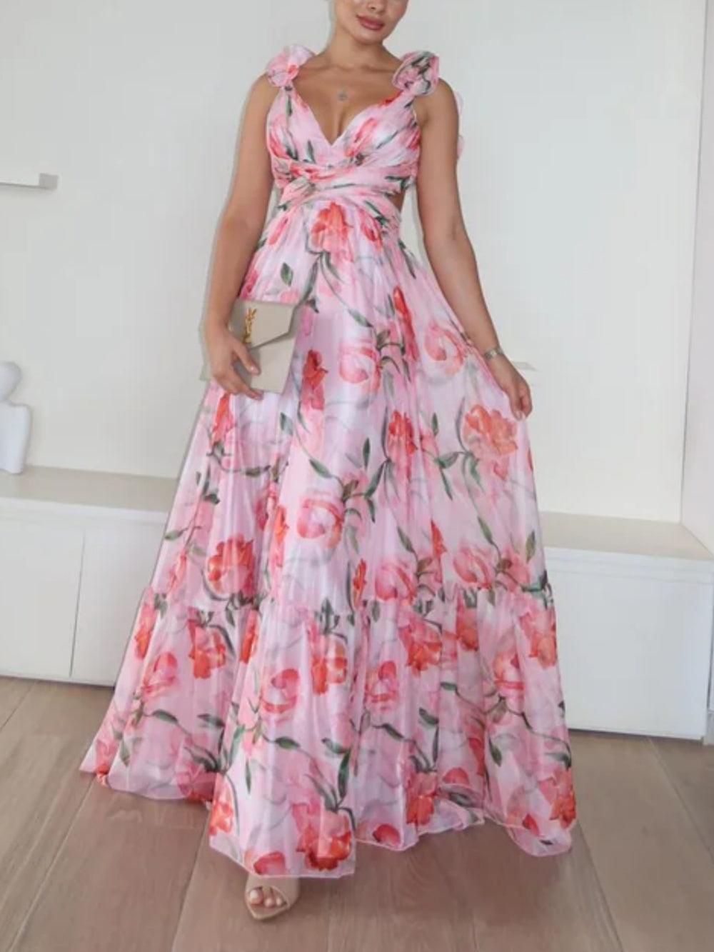 SOLÉA™ | Backless Maxi Dress with Vibrant Print