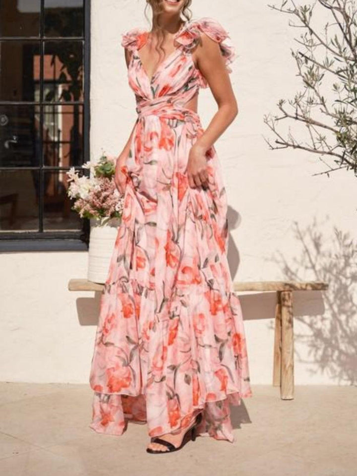 SOLÉA™ | Backless Maxi Dress with Vibrant Print
