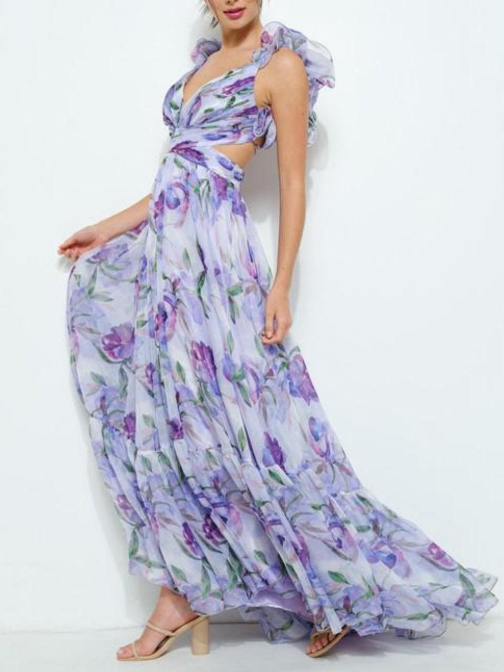 SOLÉA™ | Backless Maxi Dress with Vibrant Print