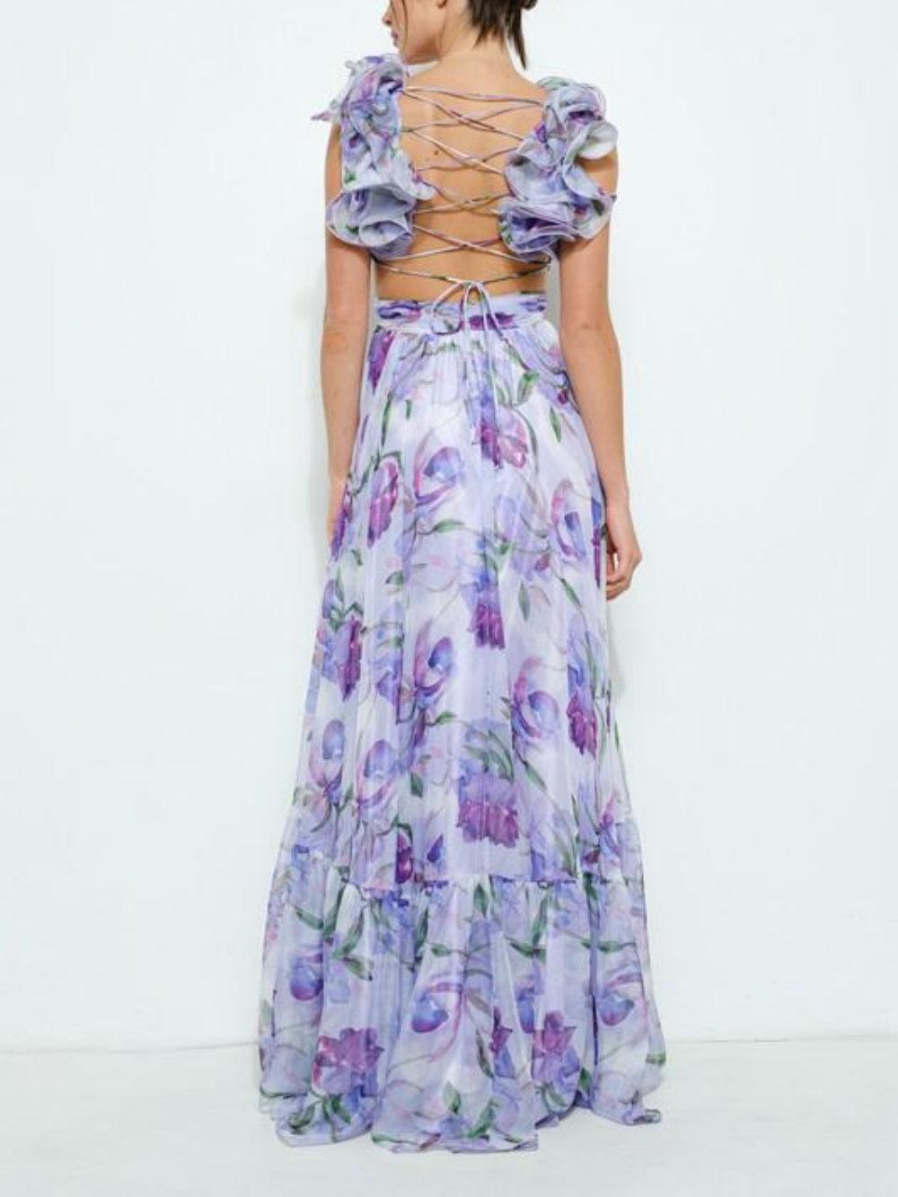SOLÉA™ | Backless Maxi Dress with Vibrant Print