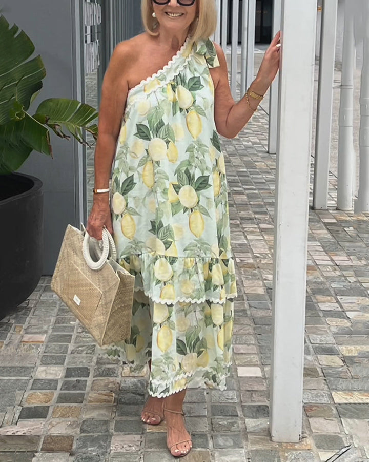 Asymmetrical Floral Print Dress