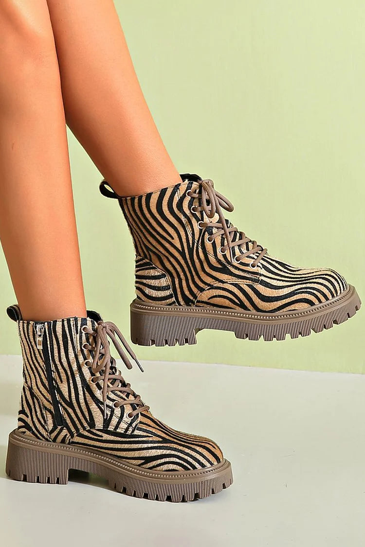 Blair | Botas de Cadarço com Estampa de Zebra