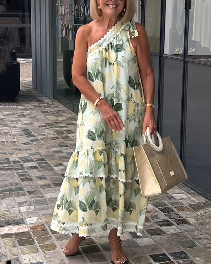 Asymmetrical Floral Print Dress