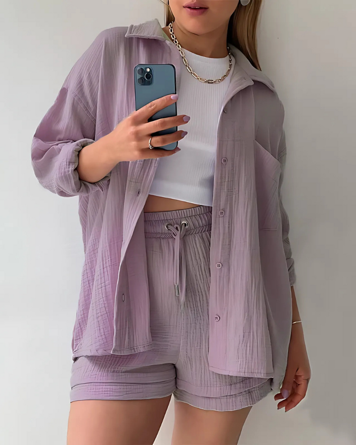 VERA™ – Contemporary Button-Up Shorts Ensemble