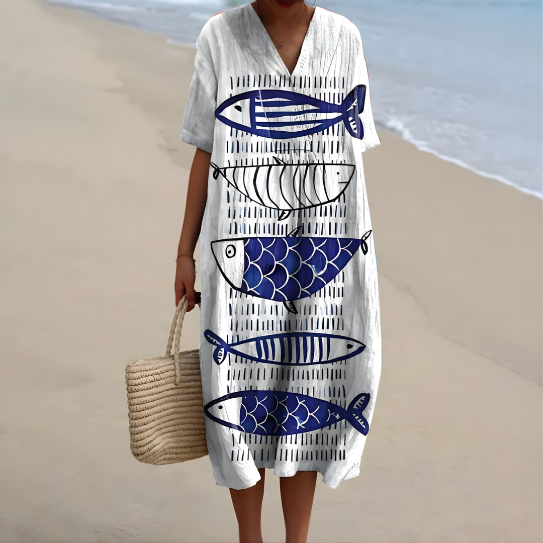 Baylor™ | Summer Dress with Fish Print