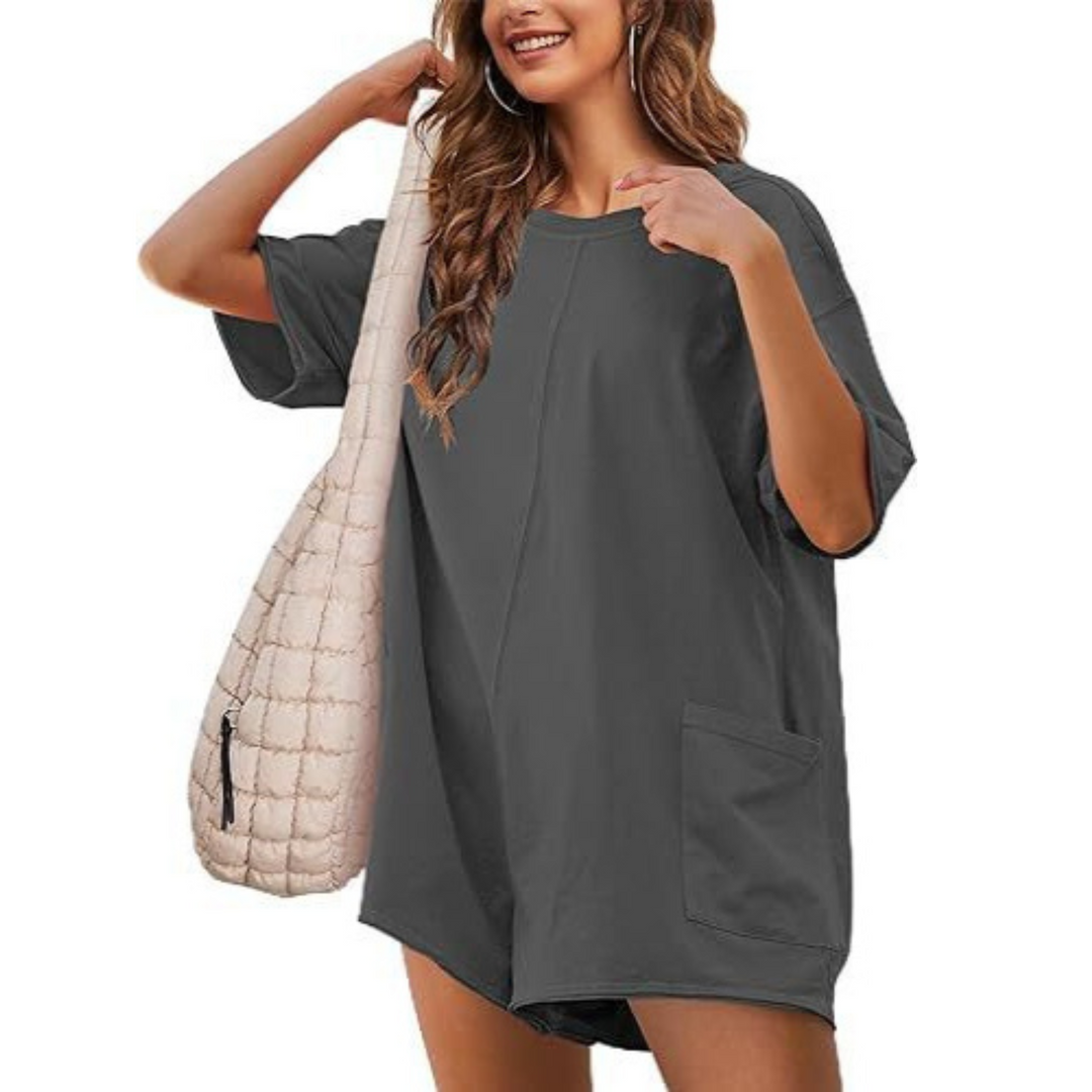 DULCINEA™ - Cozy Tee-Style Short Romper