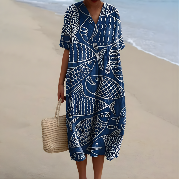 Baylor™ | Summer Dress with Fish Print