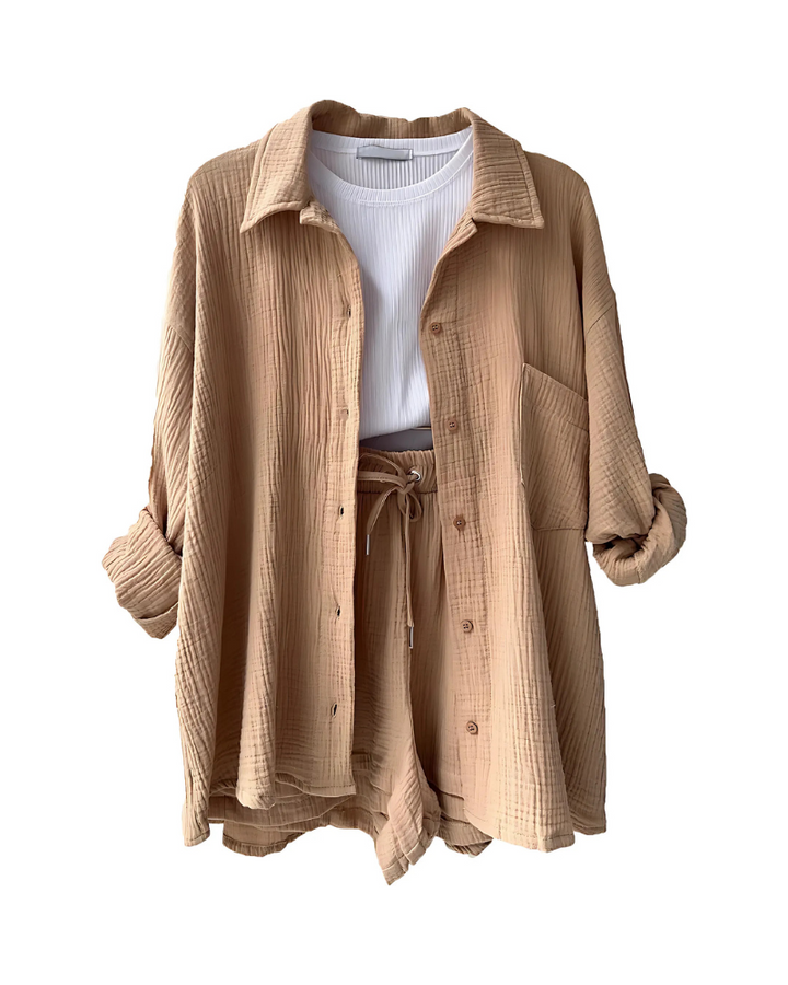 VERA™ – Contemporary Button-Up Shorts Ensemble