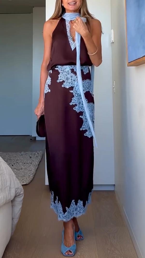 Marisse™ | Chic Lace Panel Top and Skirt Ensemble