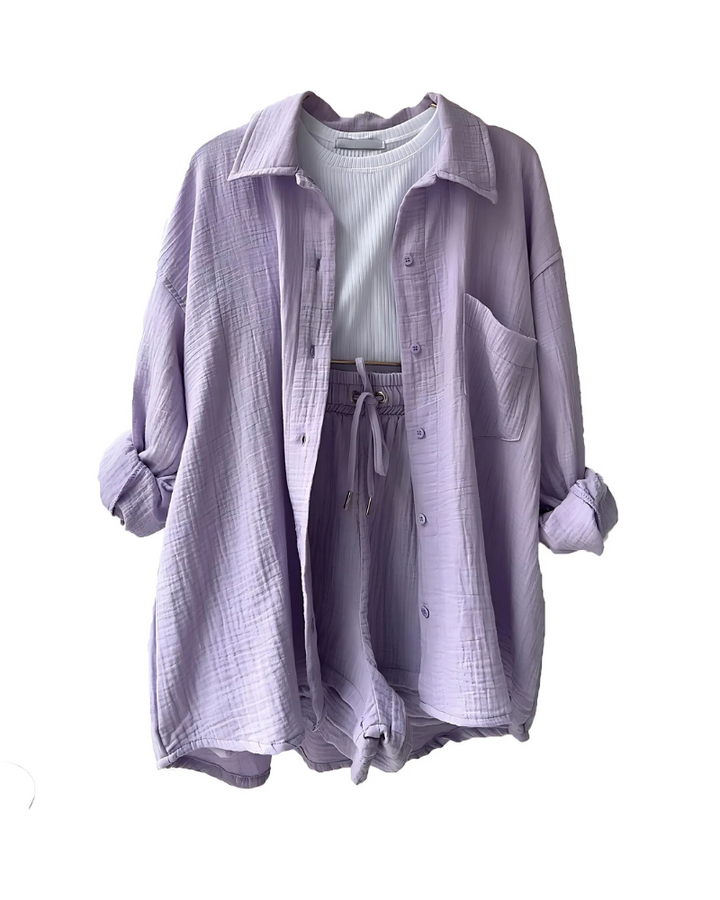 VERA™ – Contemporary Button-Up Shorts Ensemble