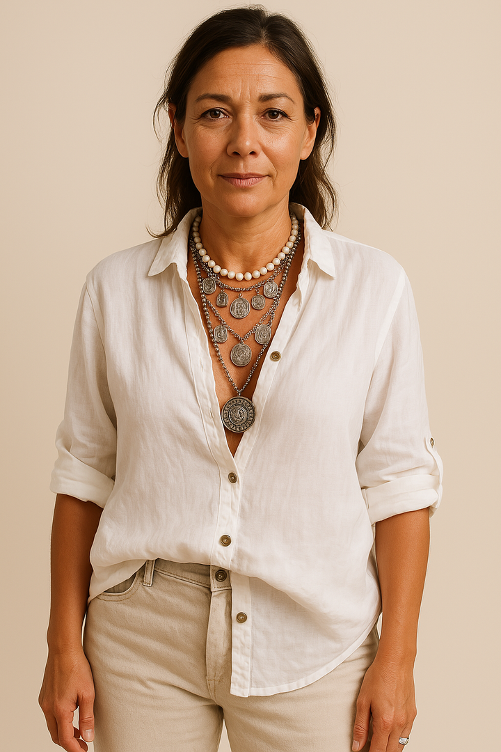 Camiseta de Algodão com Gola V Lara™