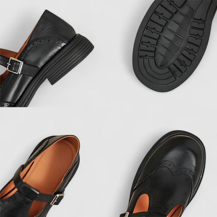 Soft Supportive Faux-Leather Mary Jane Shoes