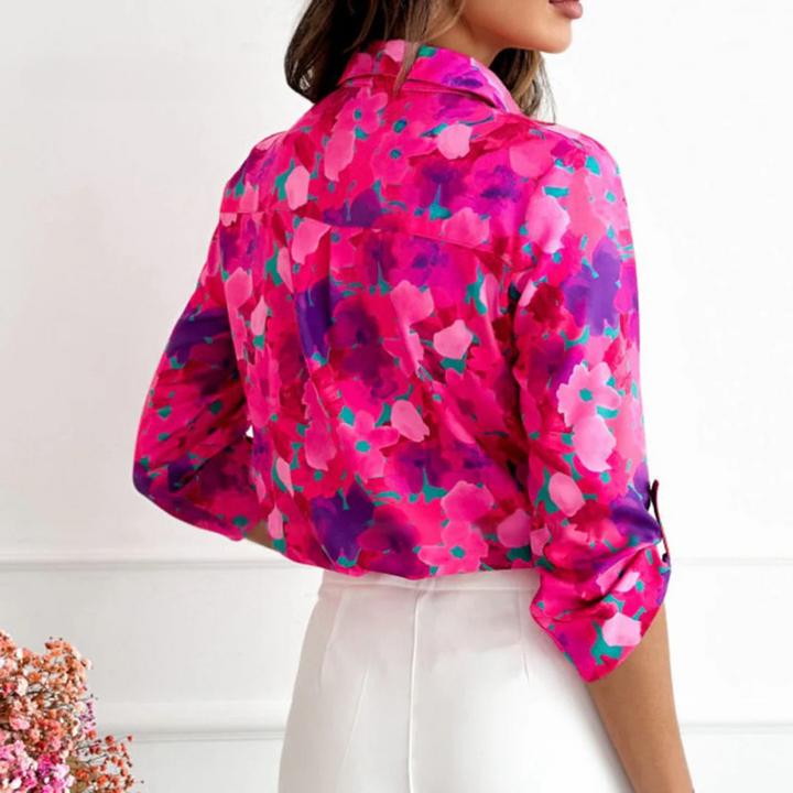 Rosalie™ | Blusa Floral Rosa Pink Vibrante
