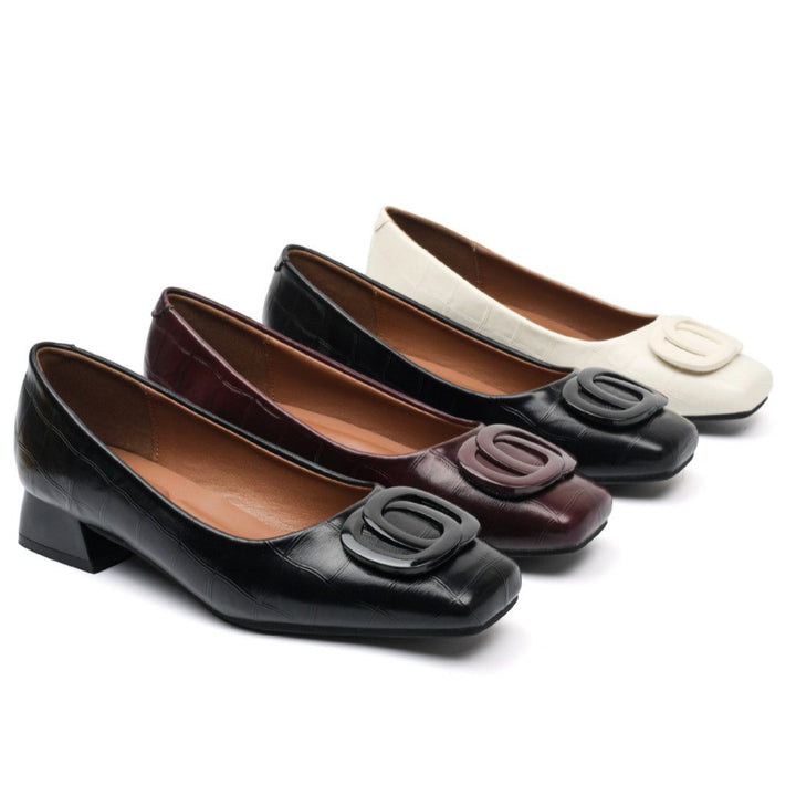 Elegant Faux-Leather Heels with Comfortable Support