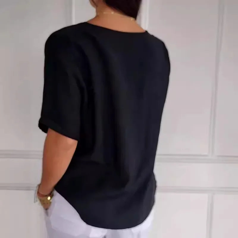 Elina™ | Blouse chic boutonnée et drapée