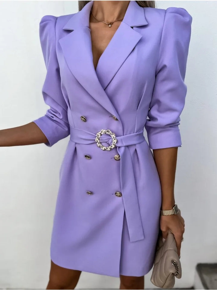 Elviera™ | Classic Printed Midi Dress with Elegant Collar