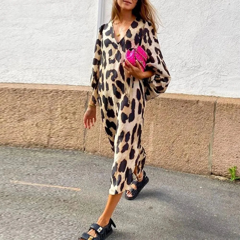 Lisa™ - Vestido Estampado em Animal Print de Oncinha