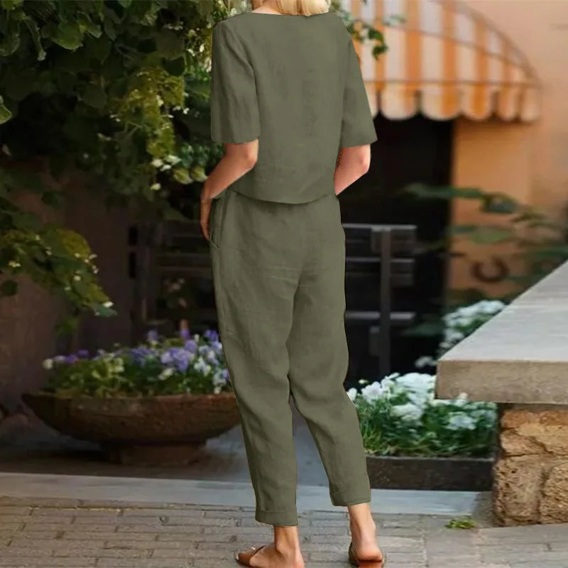 Alviera™ | Chic Two-Piece Linen Ensemble