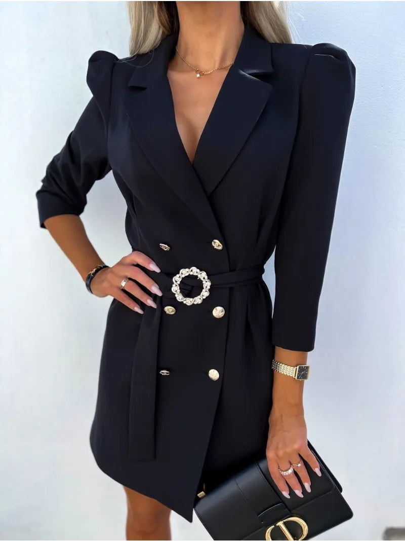 Elviera™ | Classic Printed Midi Dress with Elegant Collar