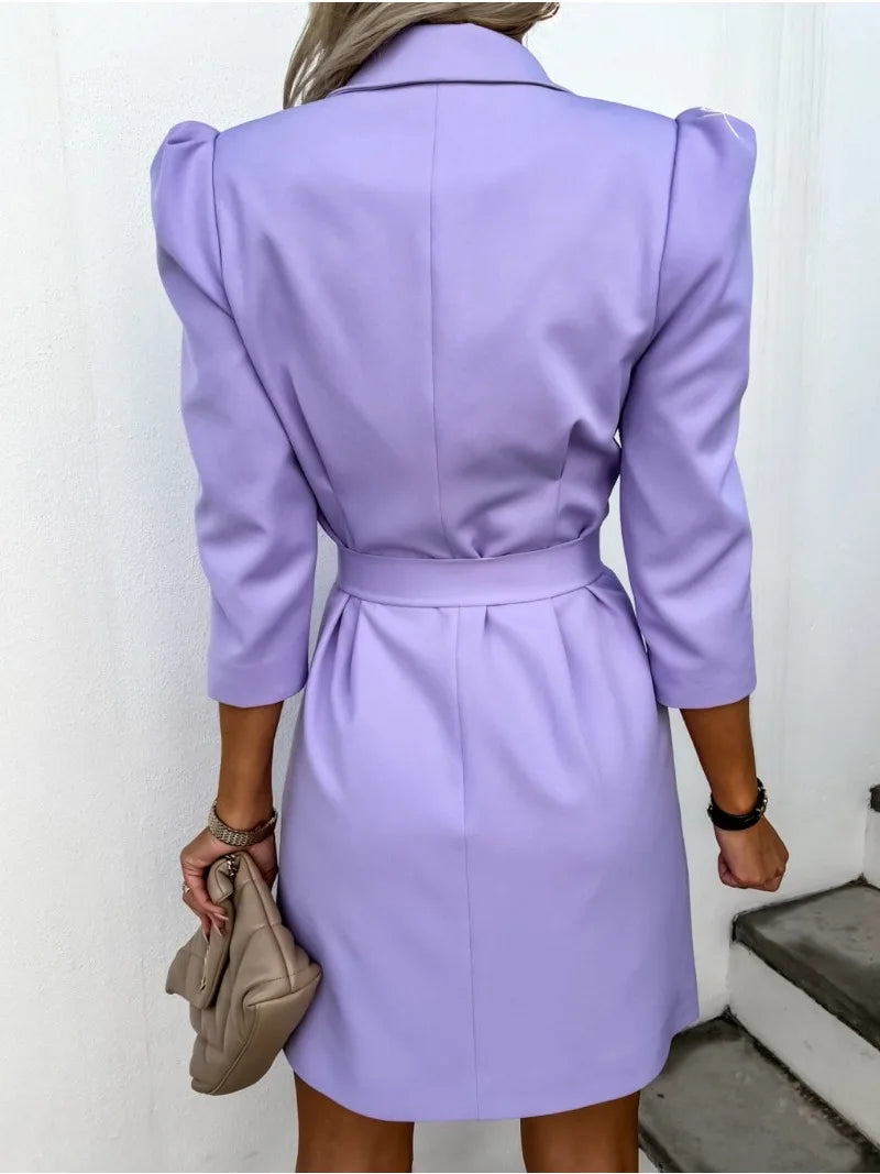 Elviera™ | Classic Printed Midi Dress with Elegant Collar