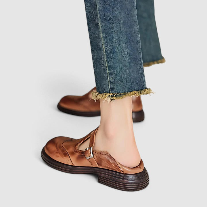 Soft Supportive Faux-Leather Mary Jane Shoes