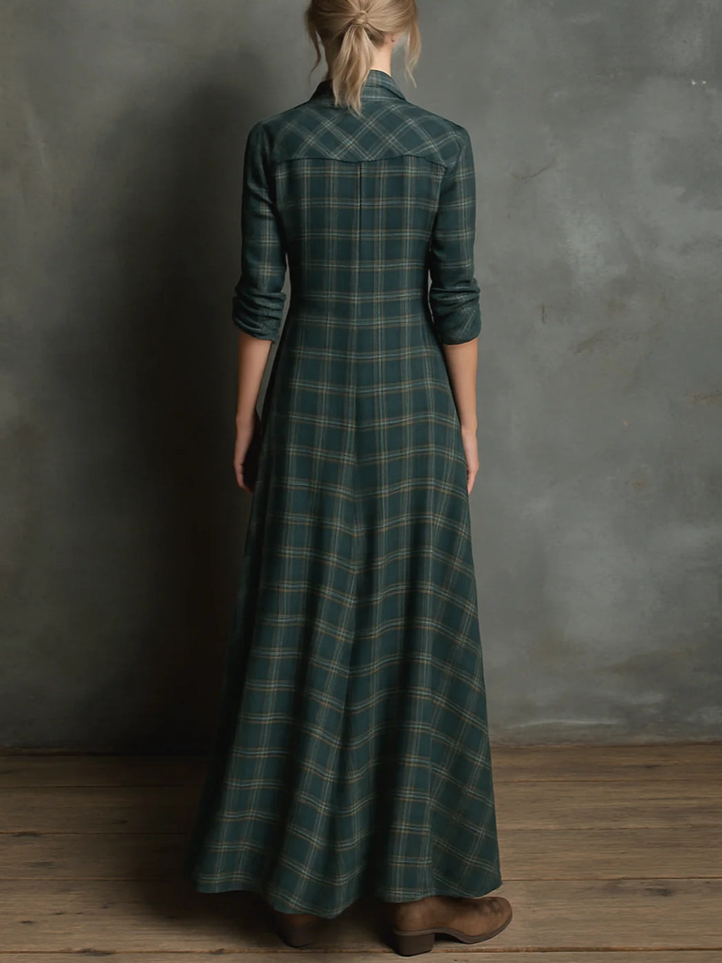 NERISSA™ | Elegant Plaid Maxi Dress
