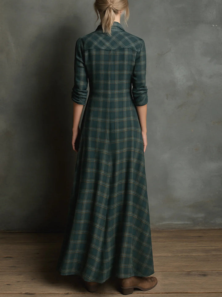 NERISSA™ | Elegant Plaid Maxi Dress