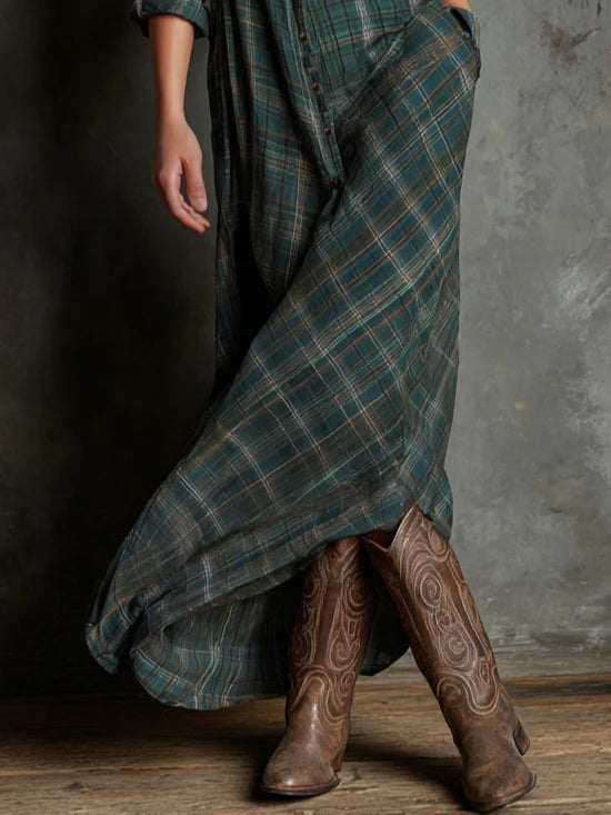 NERISSA™ | Elegant Plaid Maxi Dress