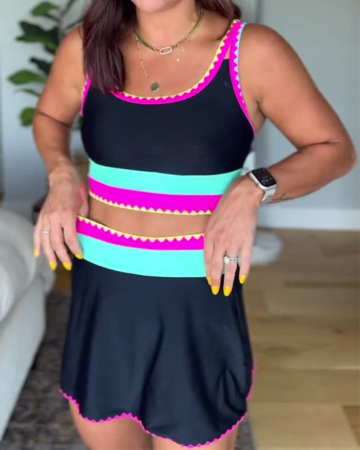 Maillot de Bain Trois Pièces Color Block Élégant | Myra™