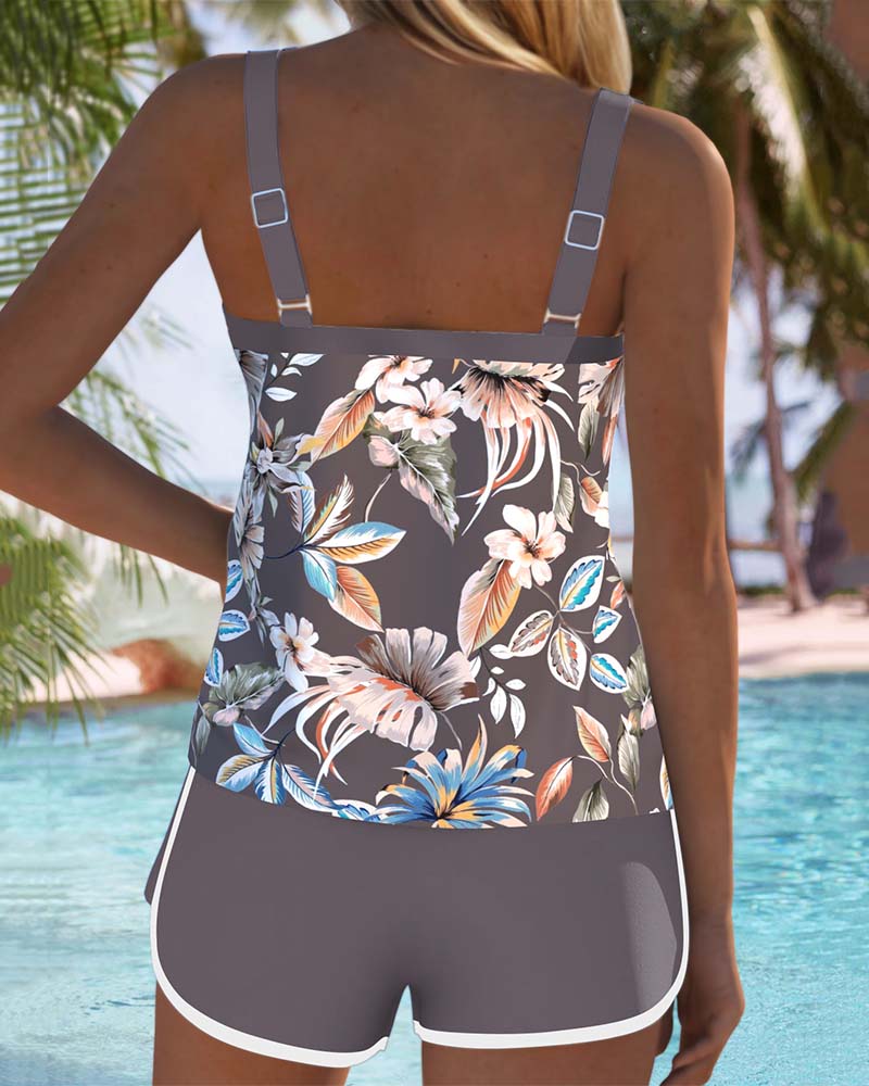 Imke™ | Tankini imprimé sans manches à col en U