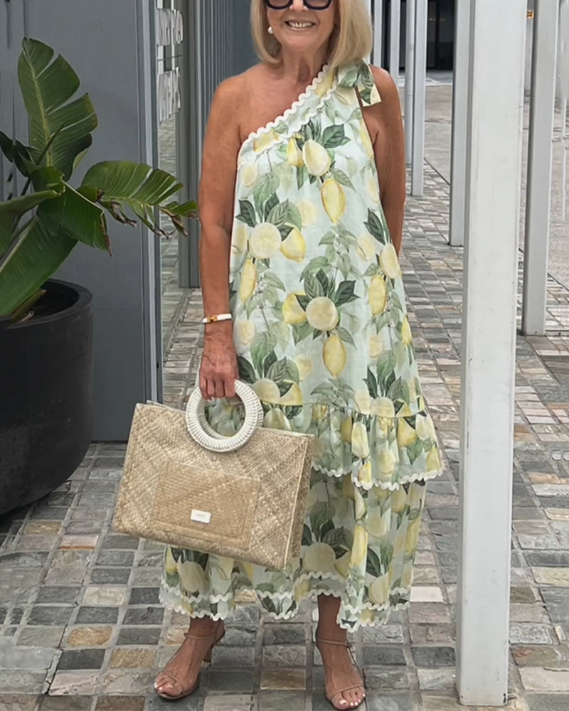 Asymmetrical Floral Print Dress