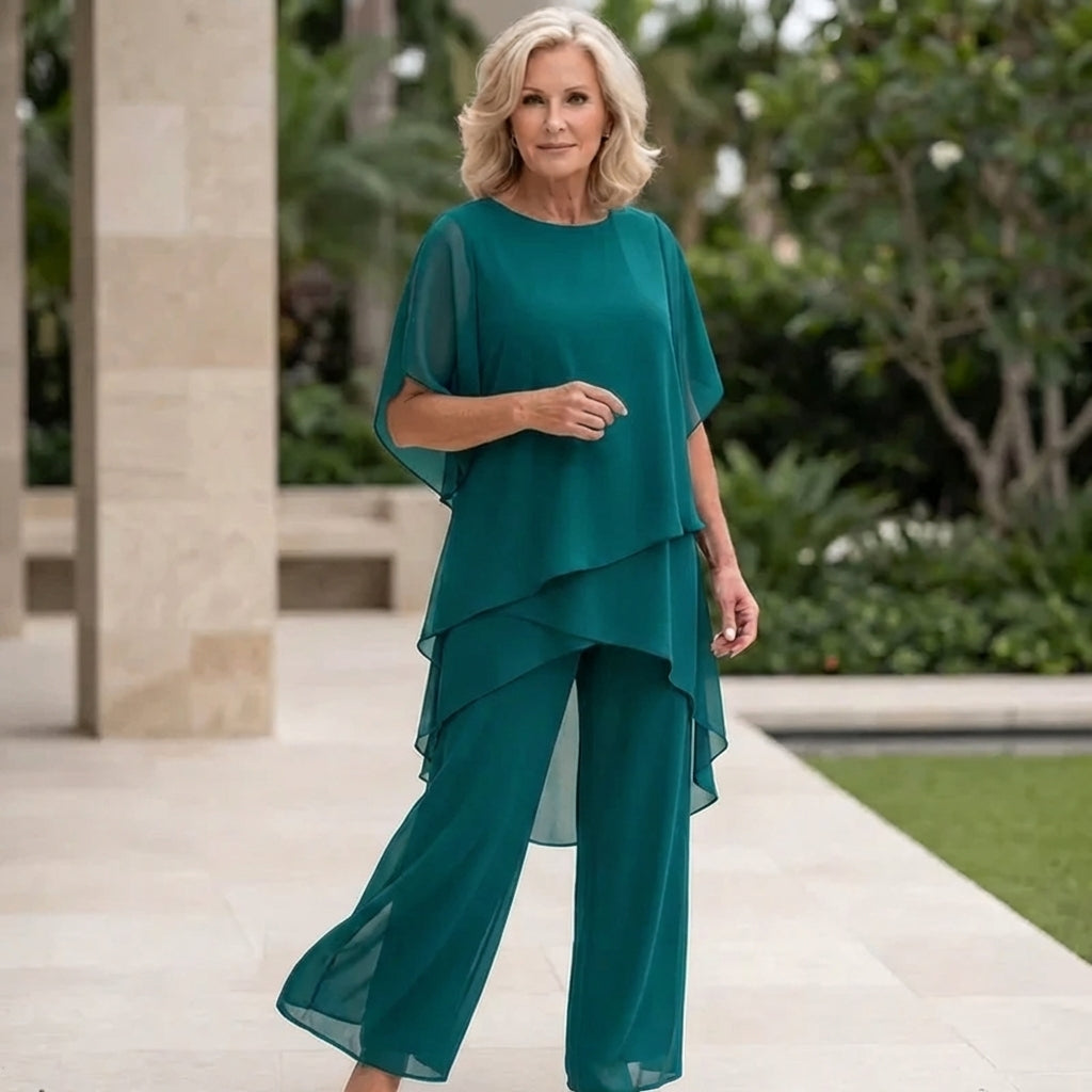 Tailleur avec pantalon palazzo drapé