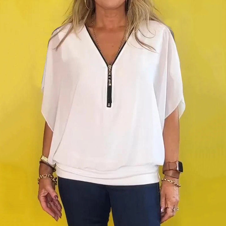Elani™ | Blusa de moletom leve com gola de zíper