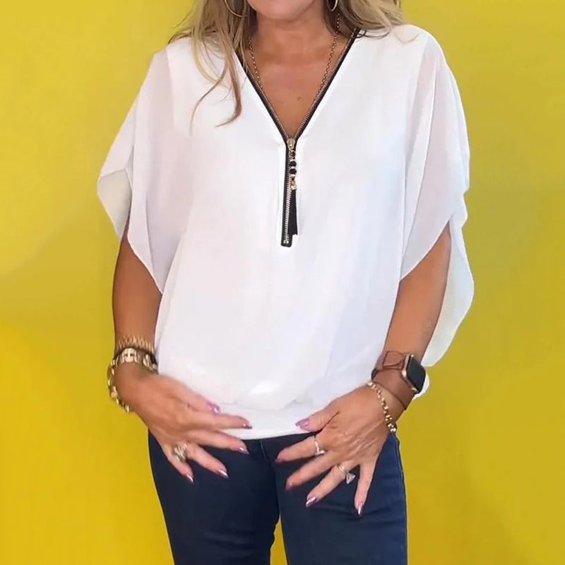 Elani™ | Blusa de moletom leve com gola de zíper