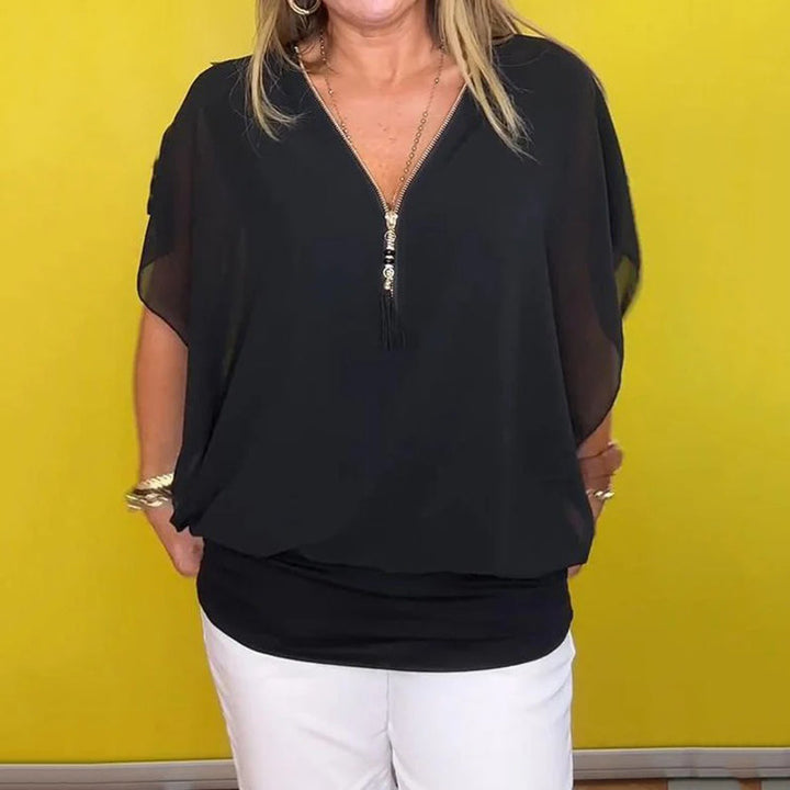 Elani™ | Blusa de moletom leve com gola de zíper