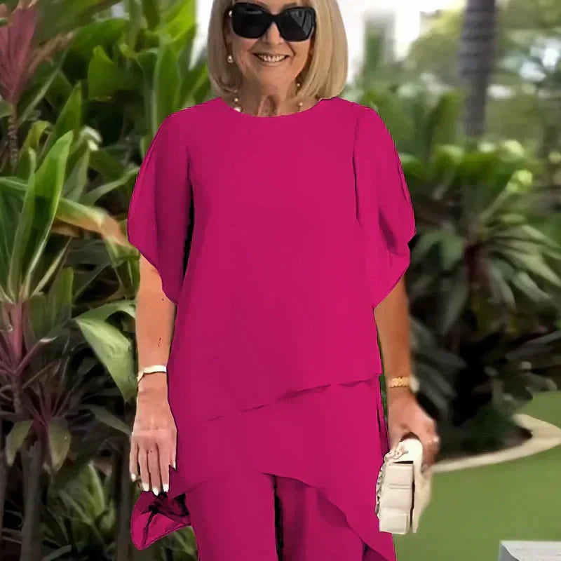 Tailleur avec pantalon palazzo drapé