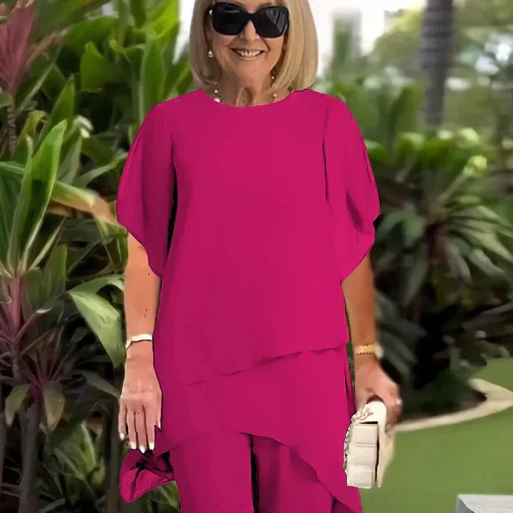 Tailleur avec pantalon palazzo drapé