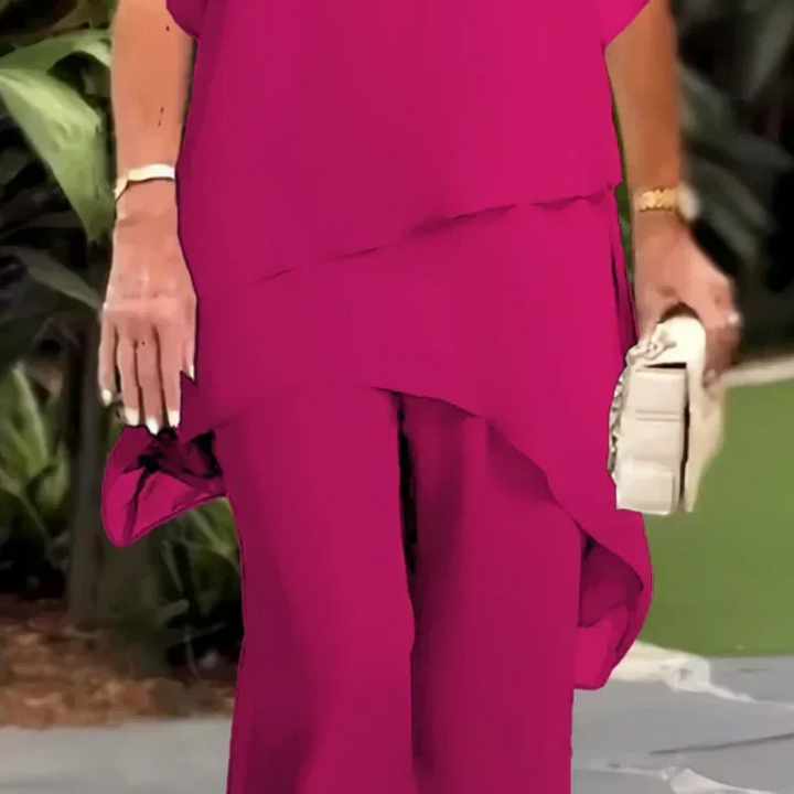 Tailleur avec pantalon palazzo drapé