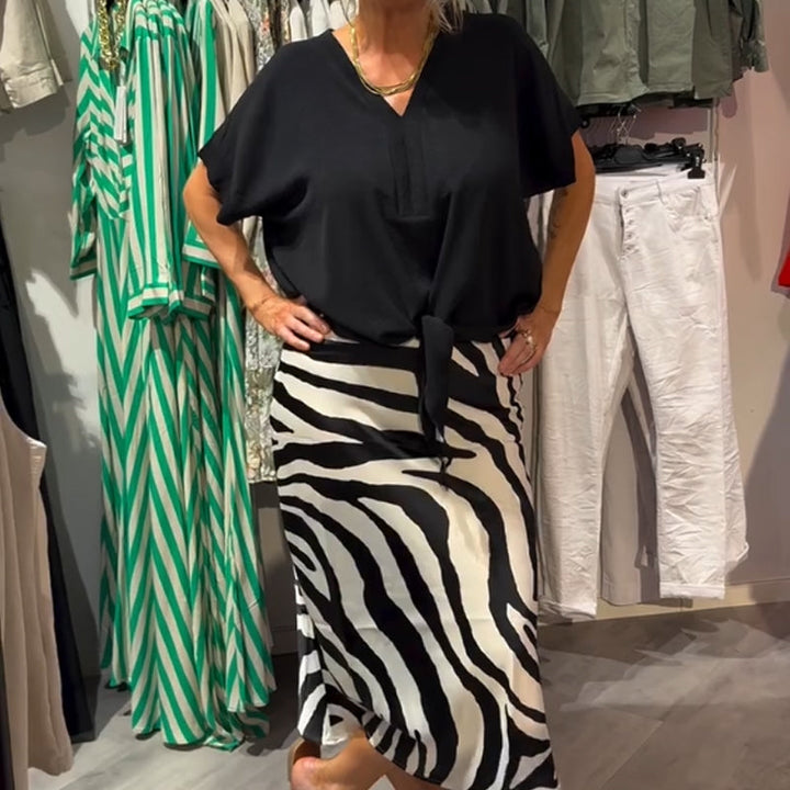 Karen™ | Women's Midi Skirt Set with Knot Blouse
