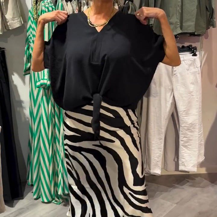 Karen™ | Women's Midi Skirt Set with Knot Blouse