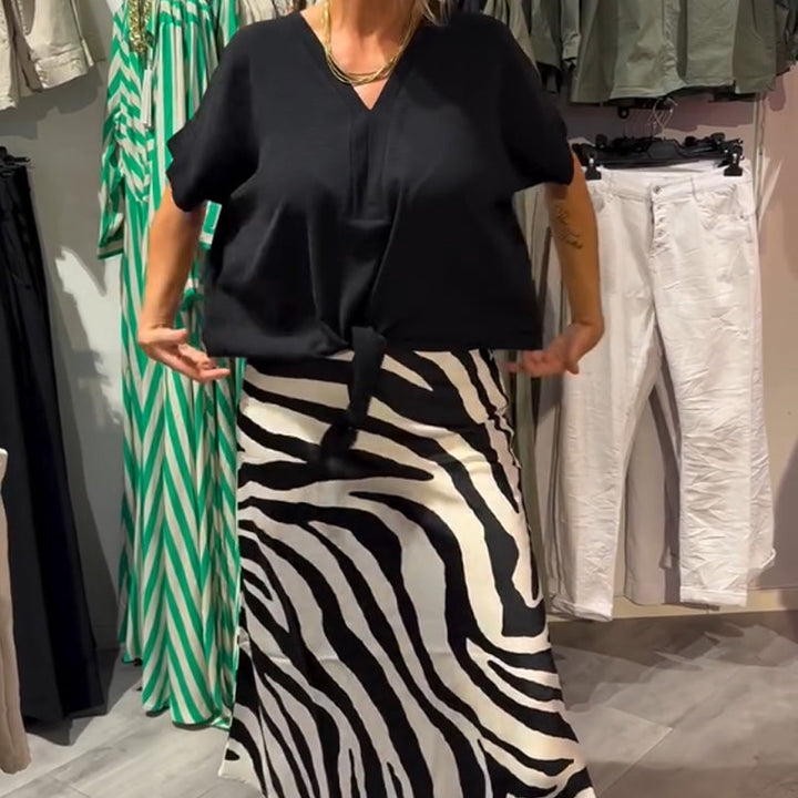 Karen™ | Women's Midi Skirt Set with Knot Blouse